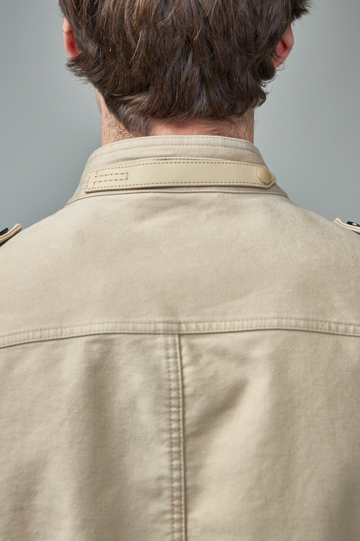 Brushed Cotton Satin Stand Collar Outershirt - 5
