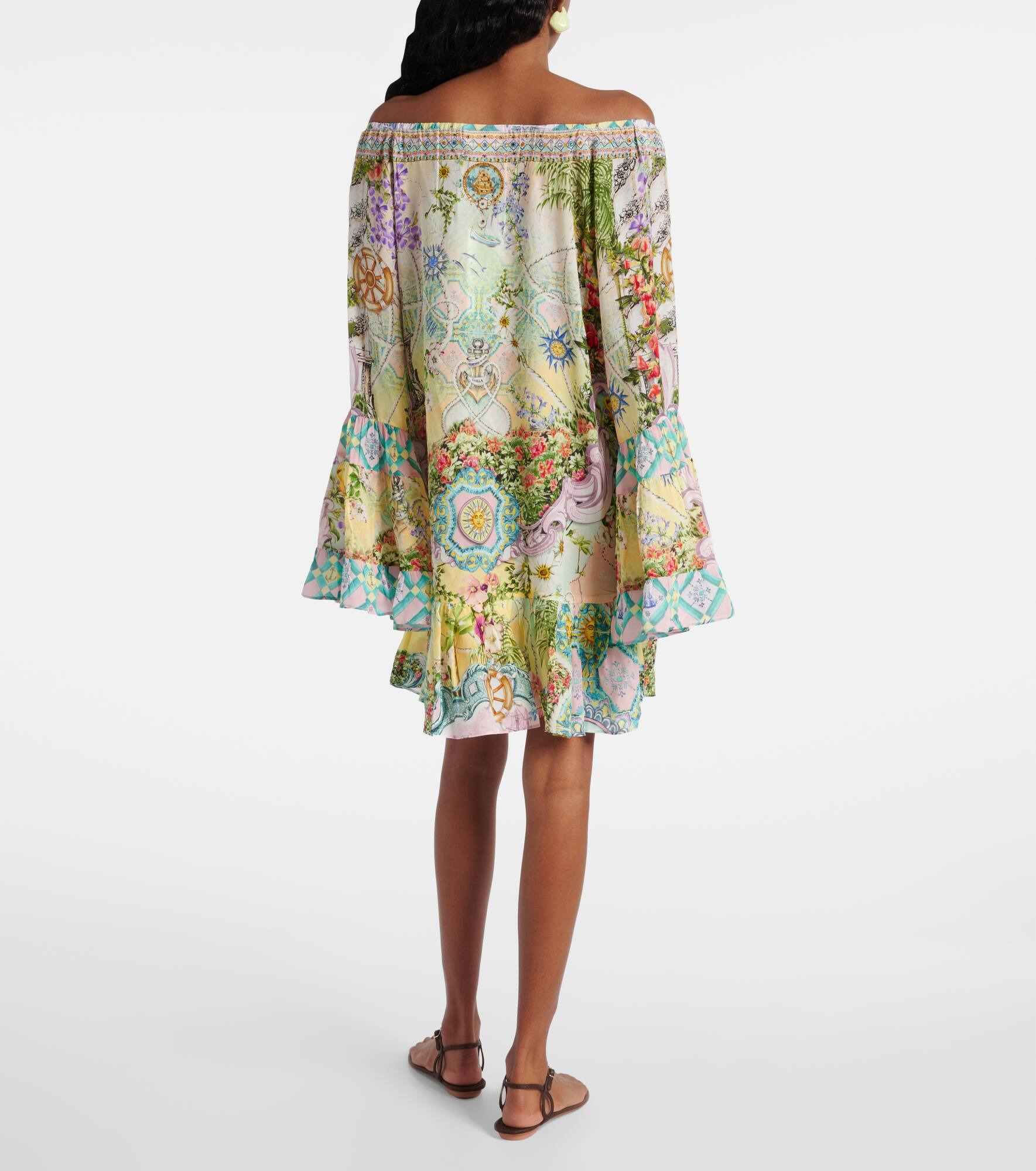 Embellished printed silk crêpe minidress - 3