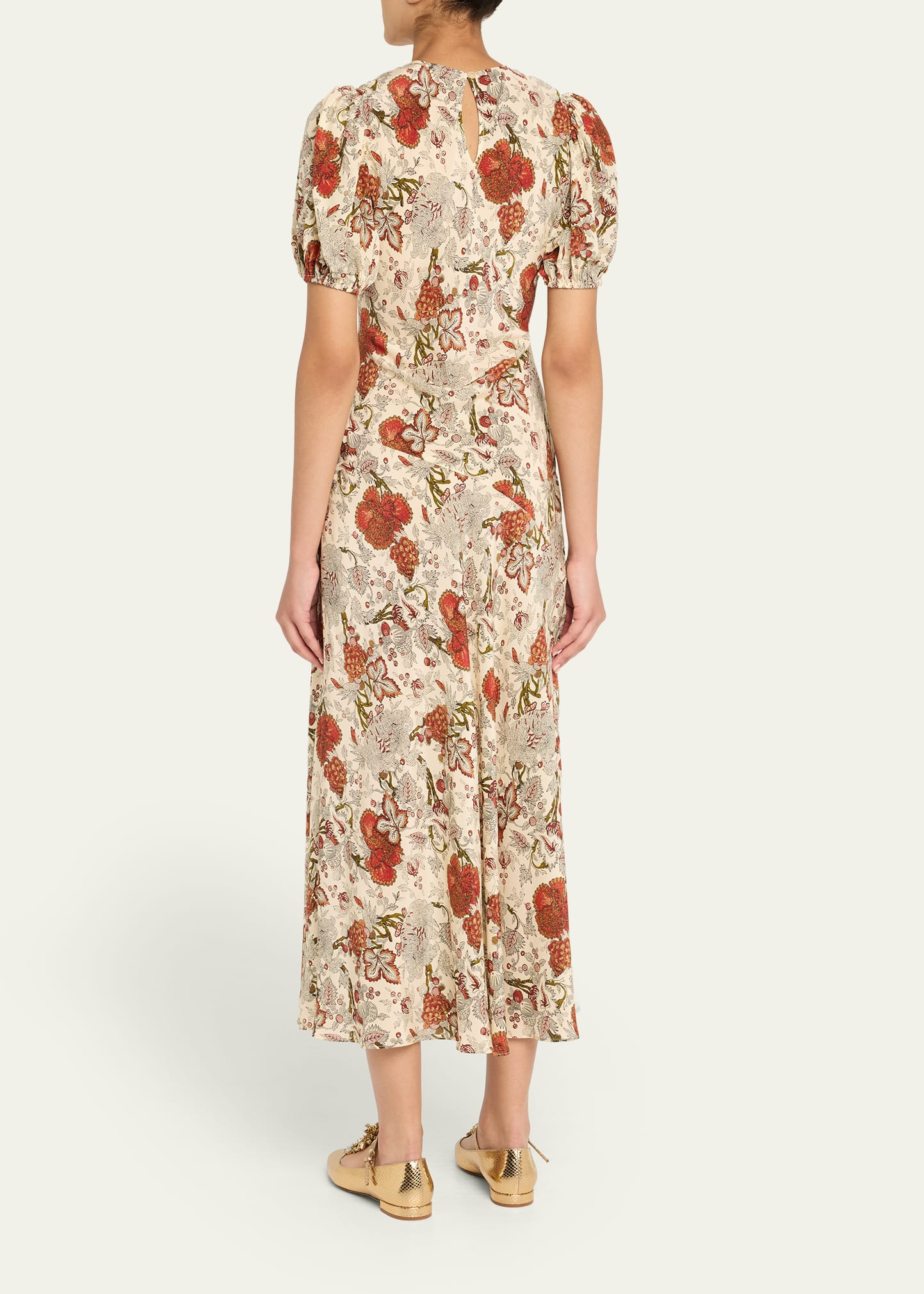Ines Puff-Sleeve Silk Maxi Dress - 3