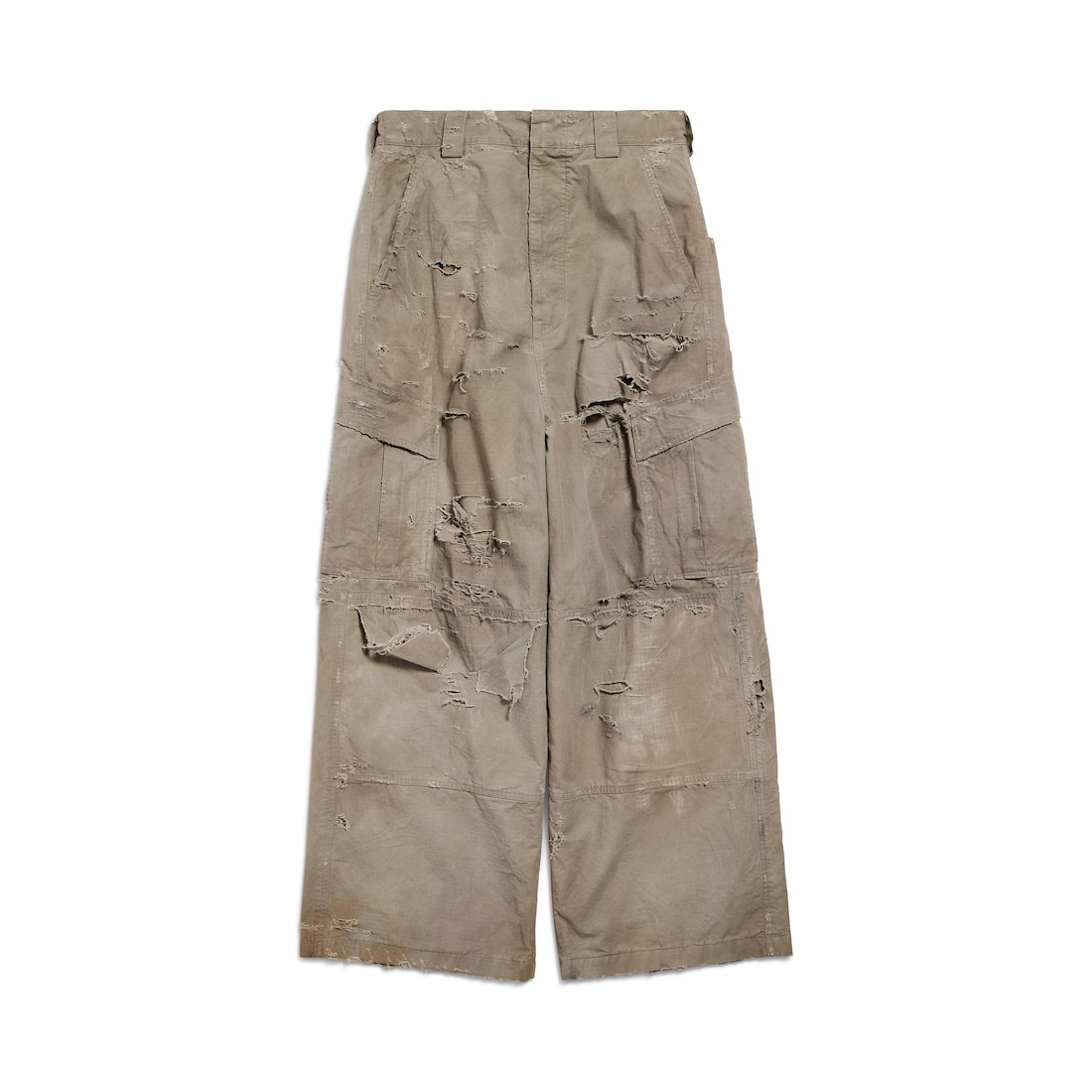 Men's Distressed Large Cargo Pants in Dark Beige - 1