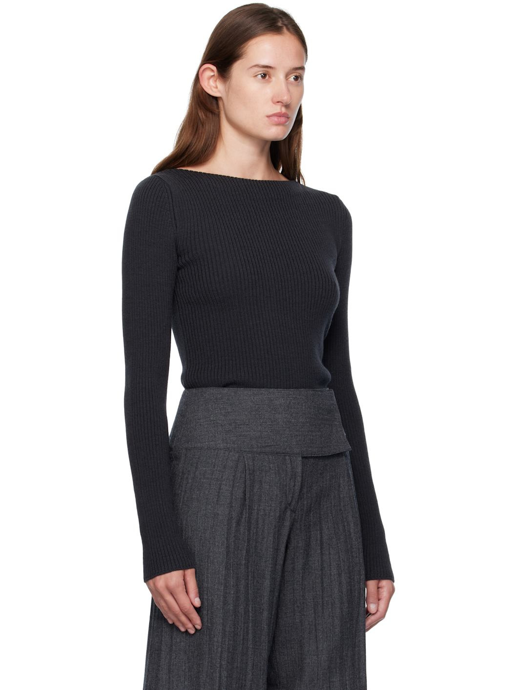 Black & Beige Strict Knit Sweater - 2