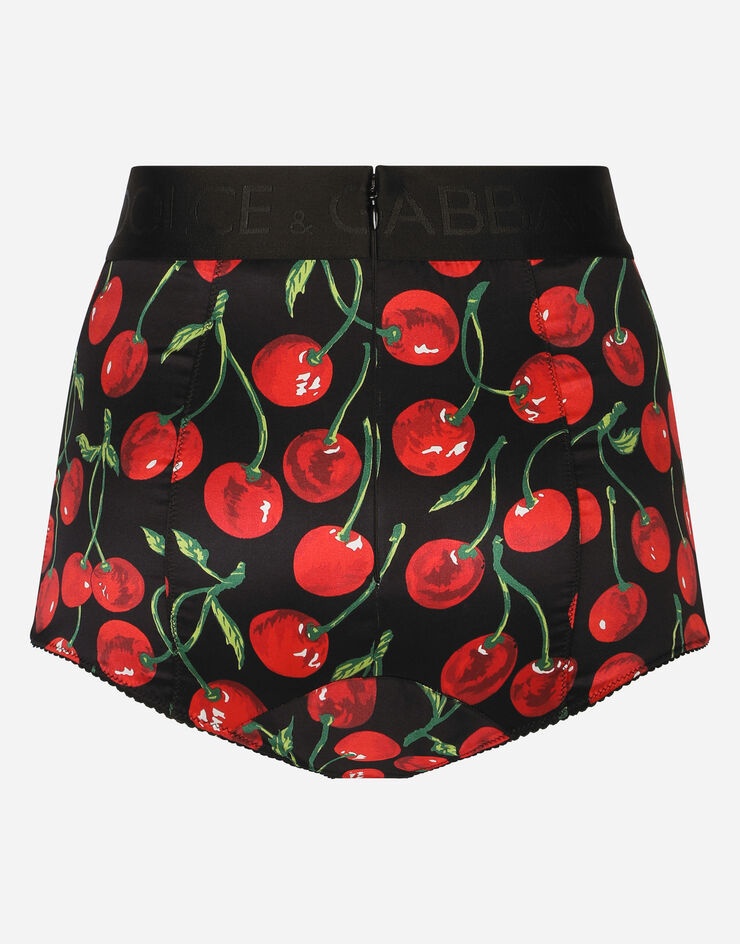 Cherry-print satin high-waisted panties - 2