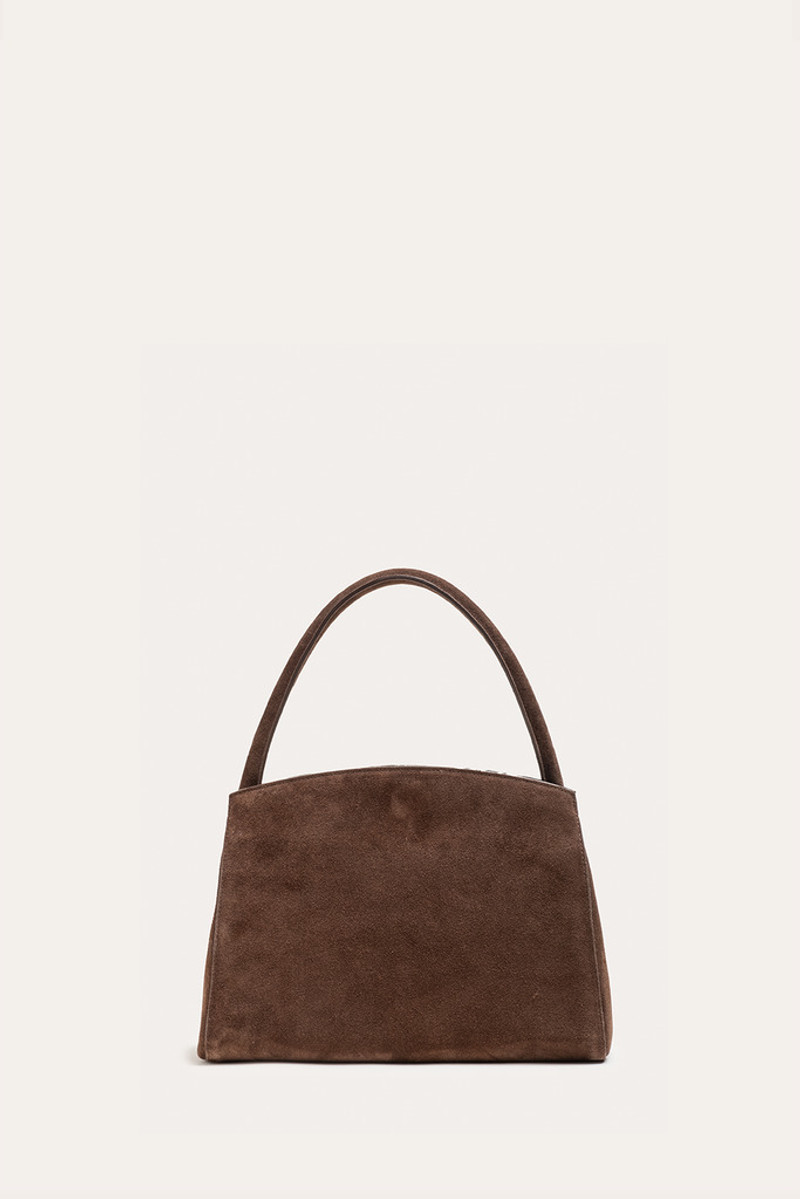 PUSHLOCK LADY BAG DARK BROWN SUEDE 4