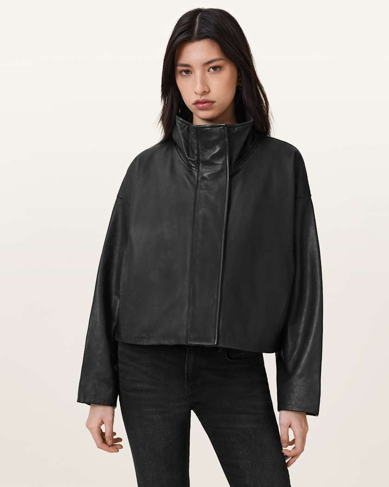 RYDER FUNNEL NECK LEATHER JACKET - 1