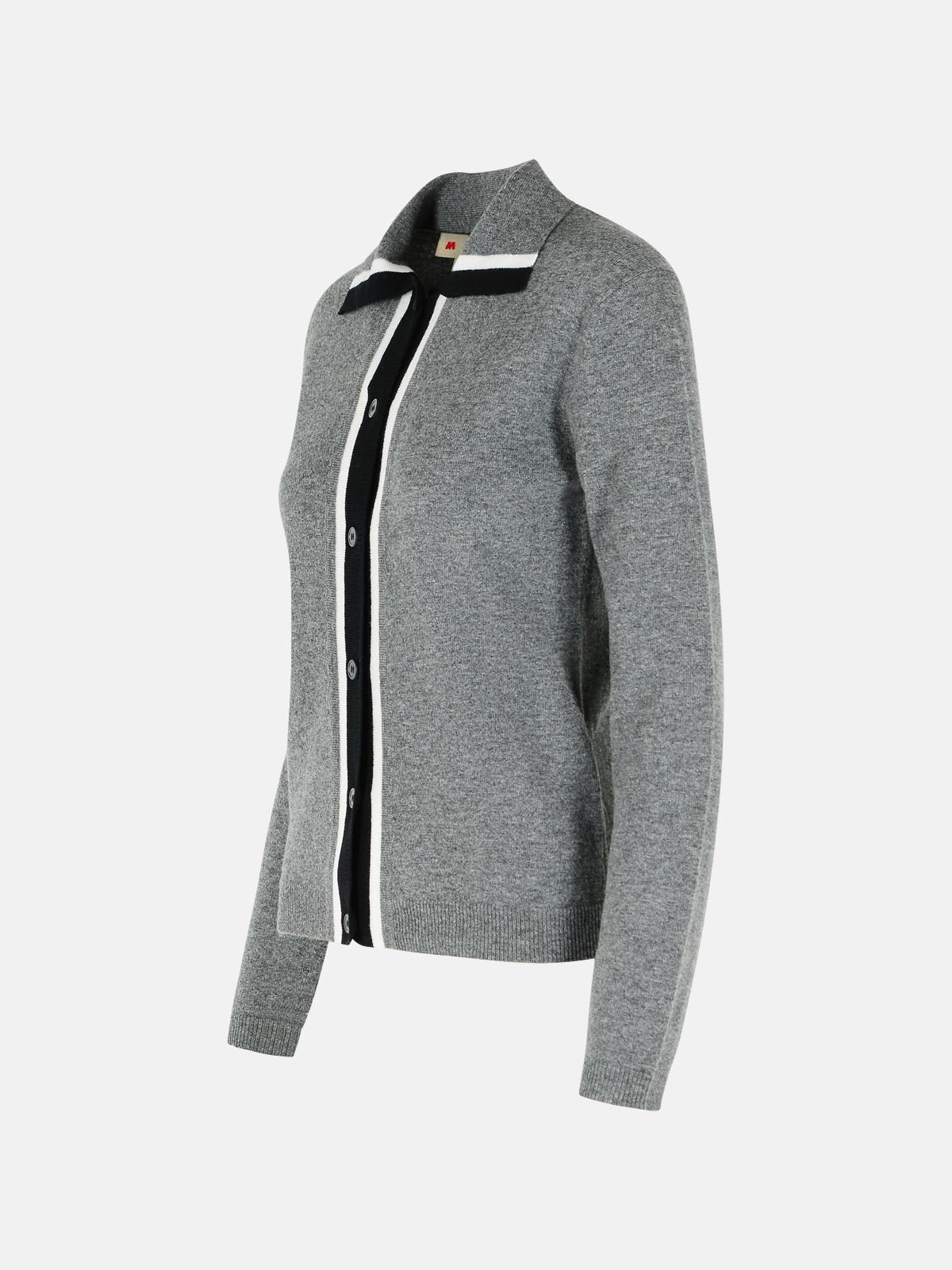 GREY VIRGIN WOOL CARDIGAN - 2