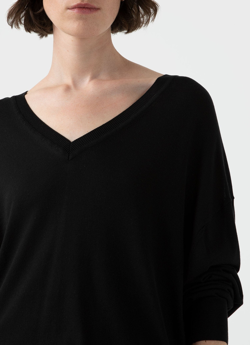 Relaxed Mulberry Silk V‑Neck Jumper 3