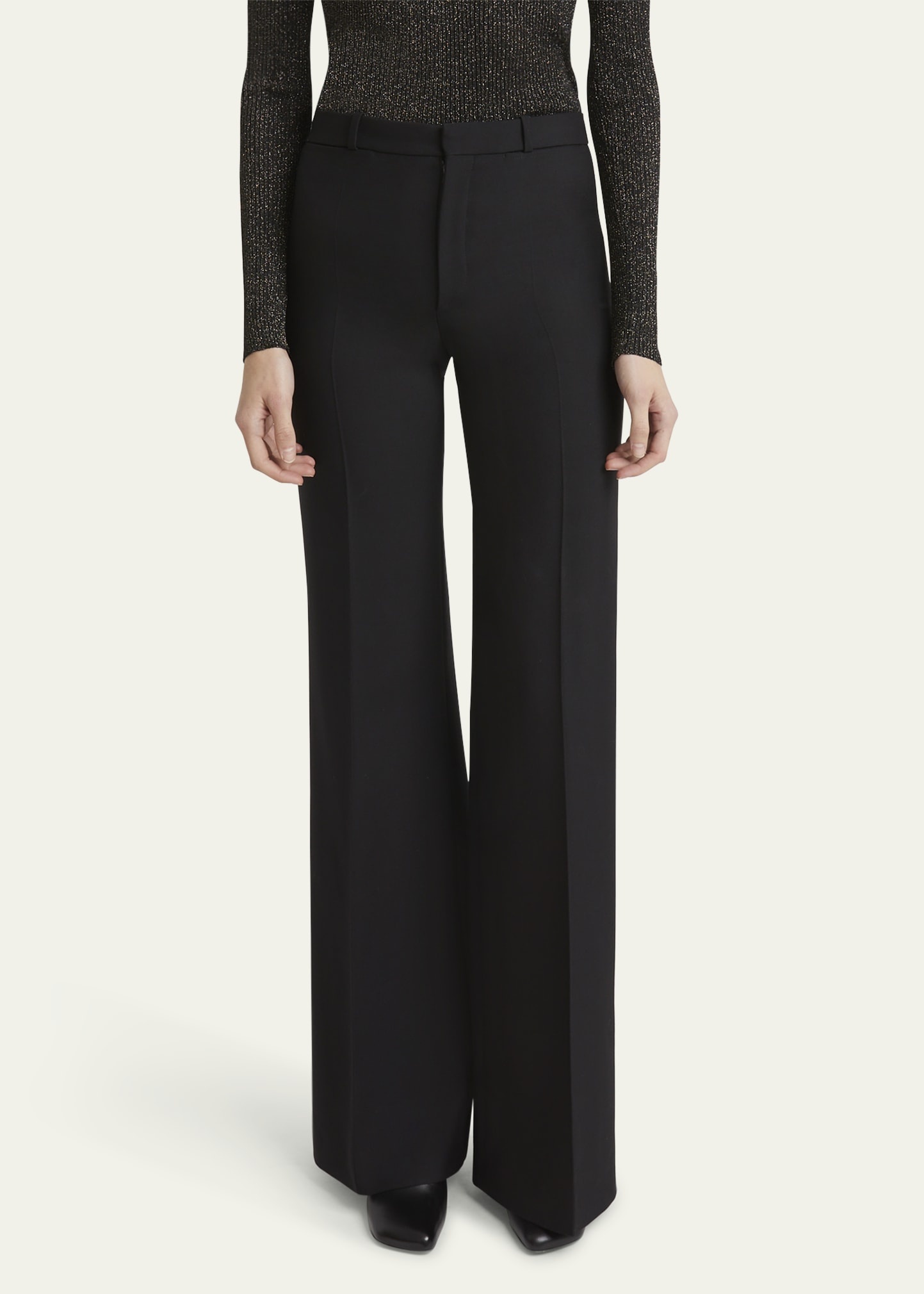 Flared Crepe Wool Trousers - 4