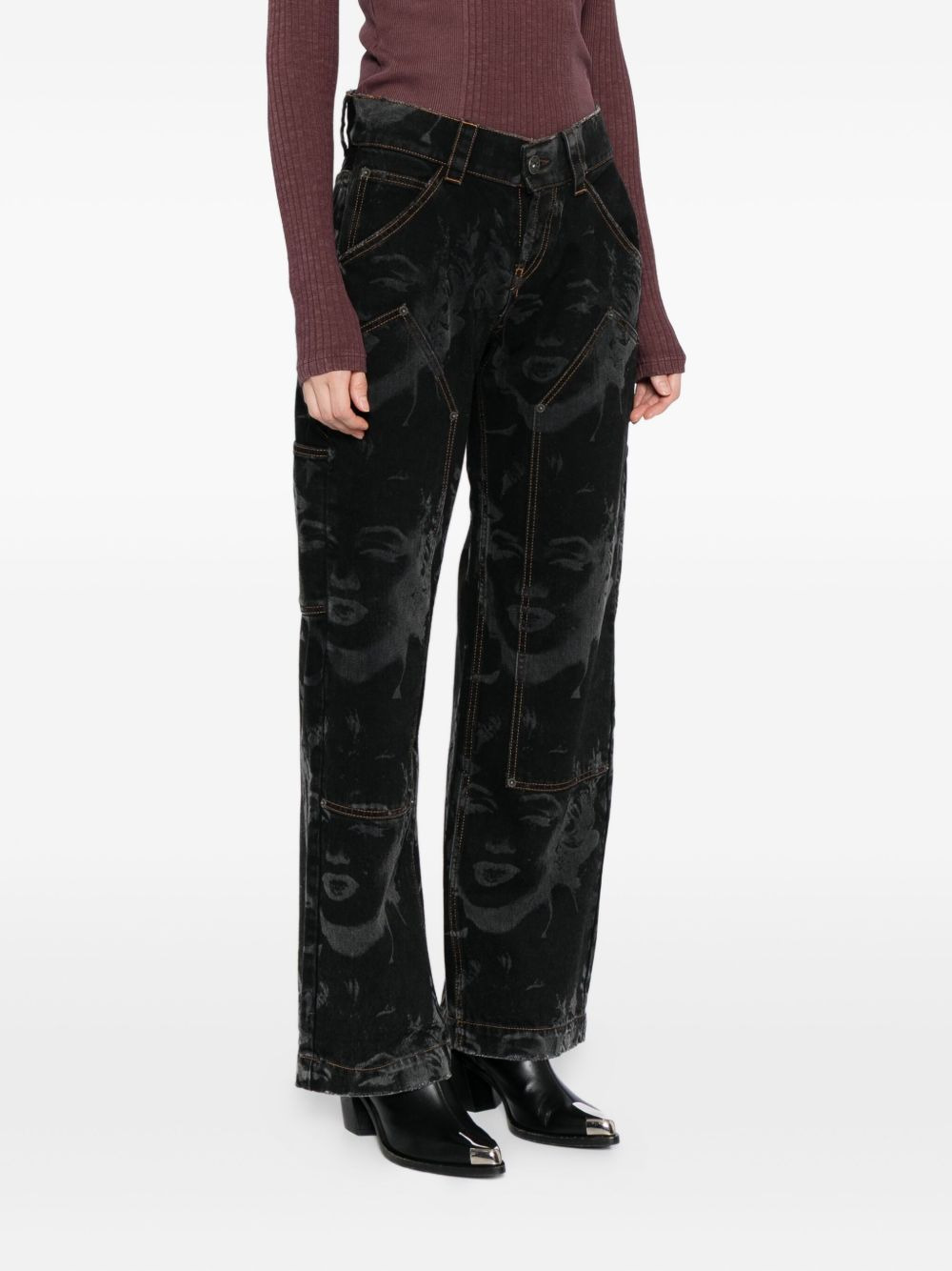 all-over graphic print jeans - 3