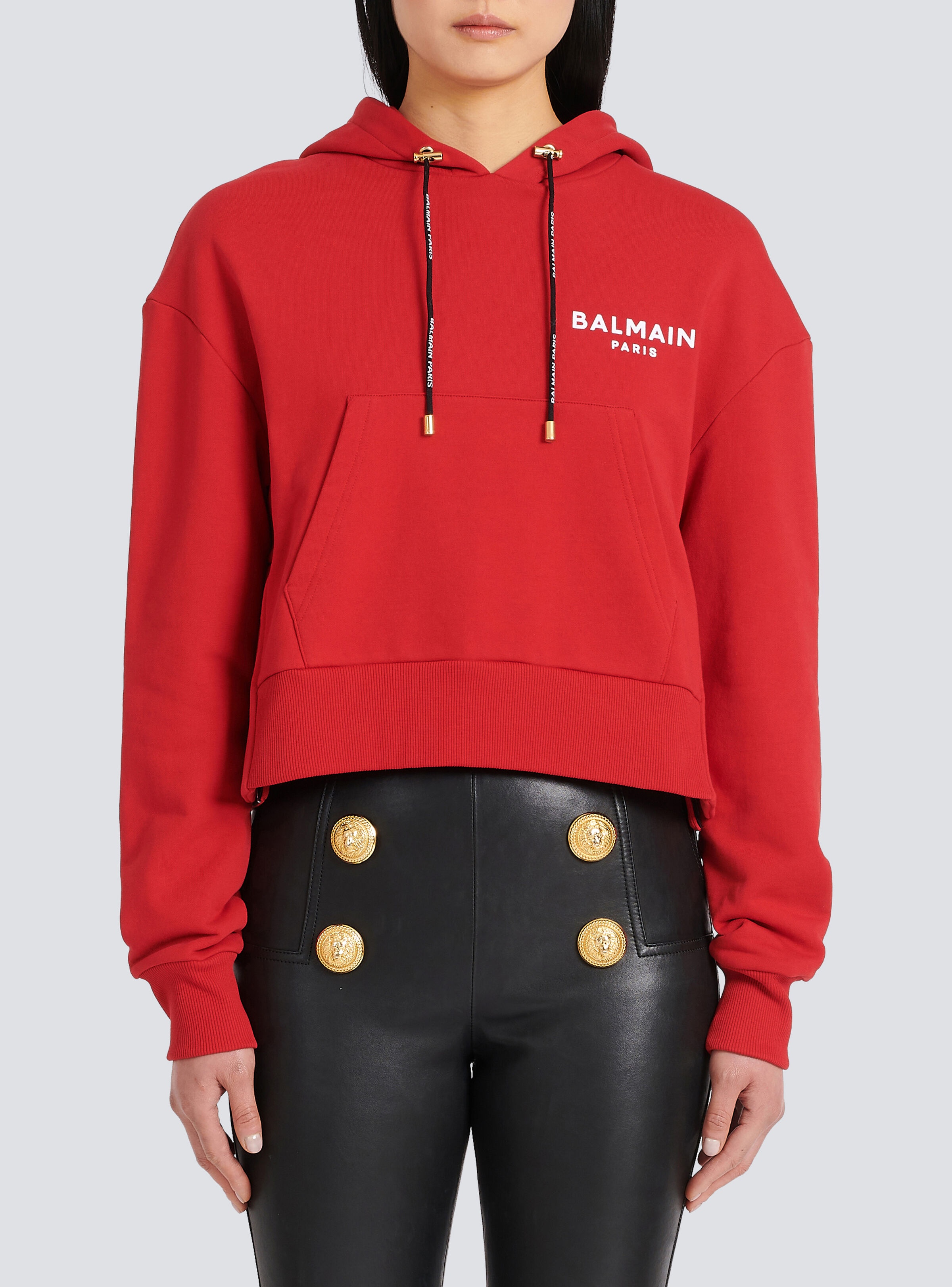 Eco-designed cotton sweatshirt with flocked Balmain logo - 7