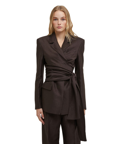 MSGM Blended linen and viscose jacket with sashed waistline outlook