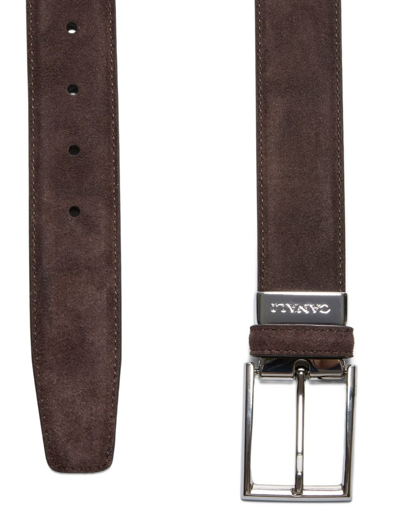 Canali rectangular-buckle suede belt outlook