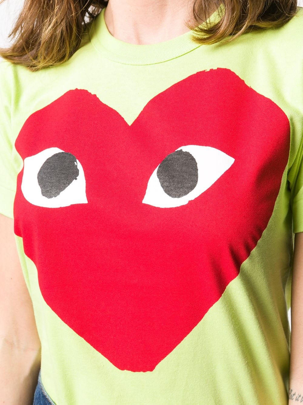 heart print round neck T-shirt - 5