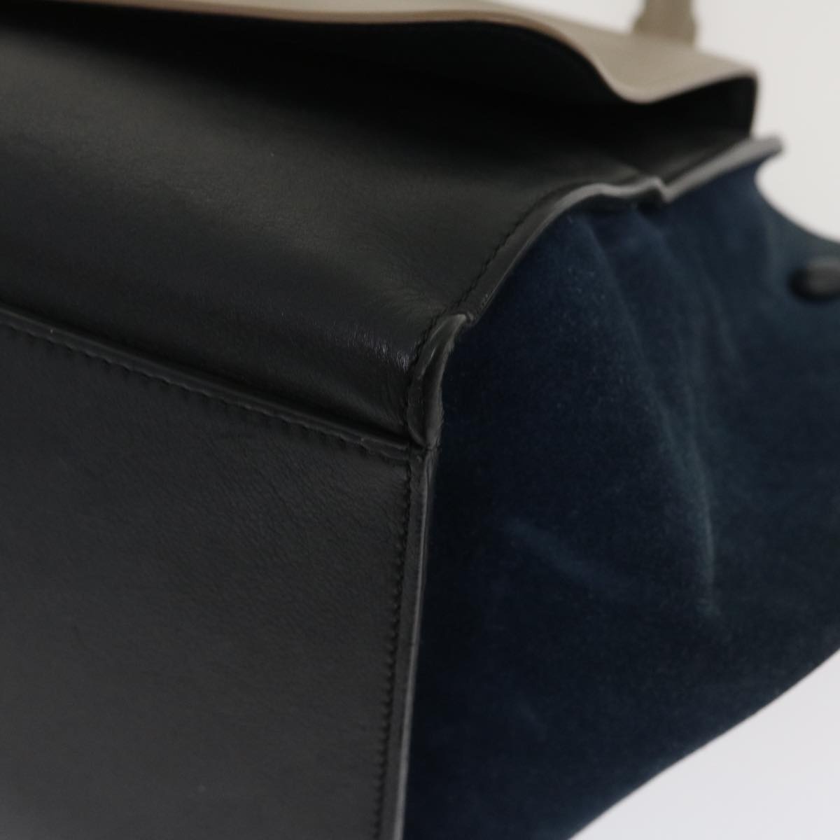 CELINE Hand Bag Leather Suede Gray Navy - 15