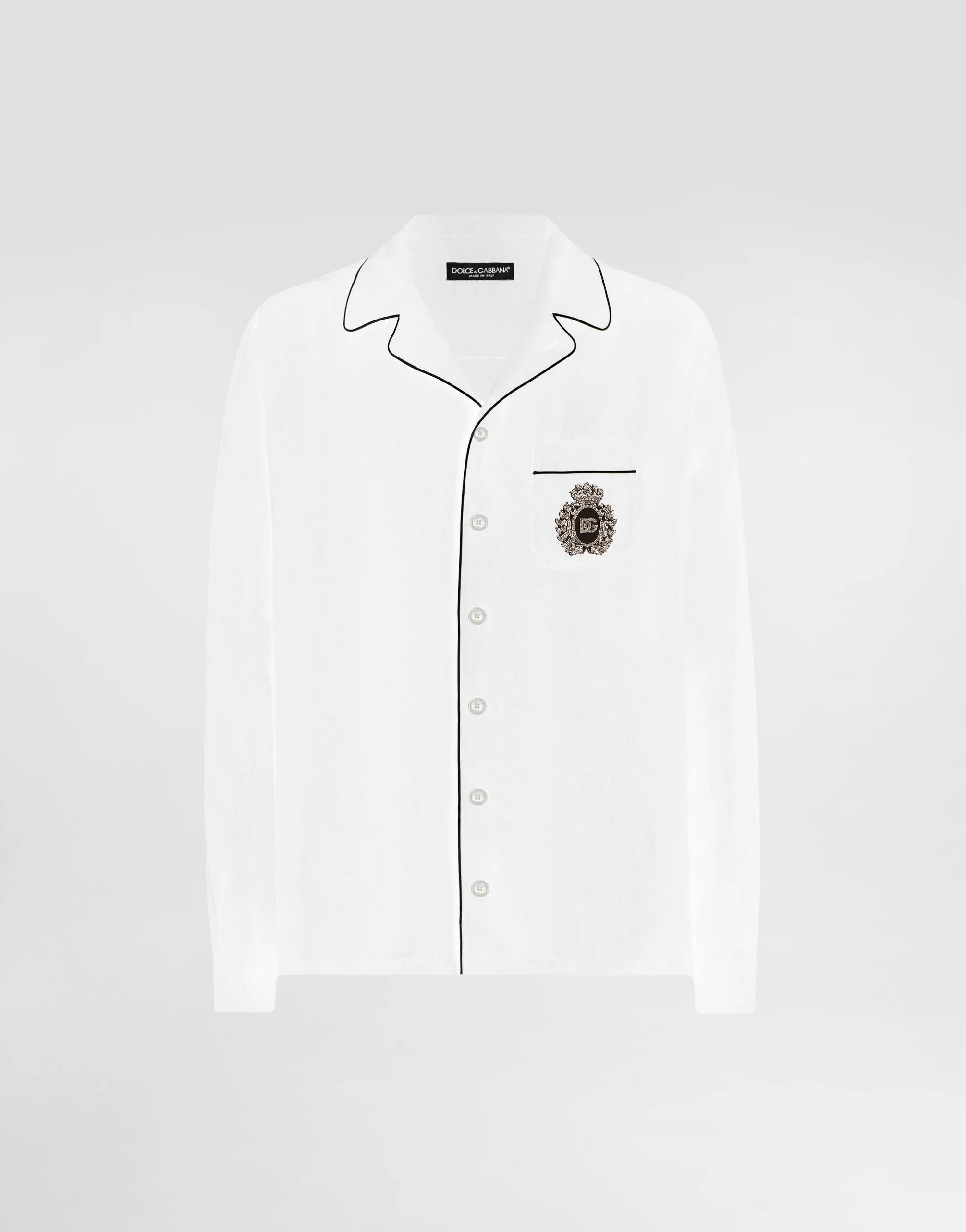 Linen vanity shirt with heraldic emblem - 1