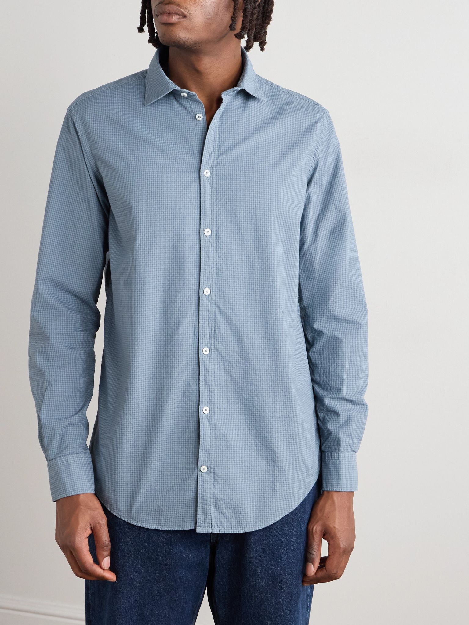 Canary Checked Cotton Shirt Blue - 3