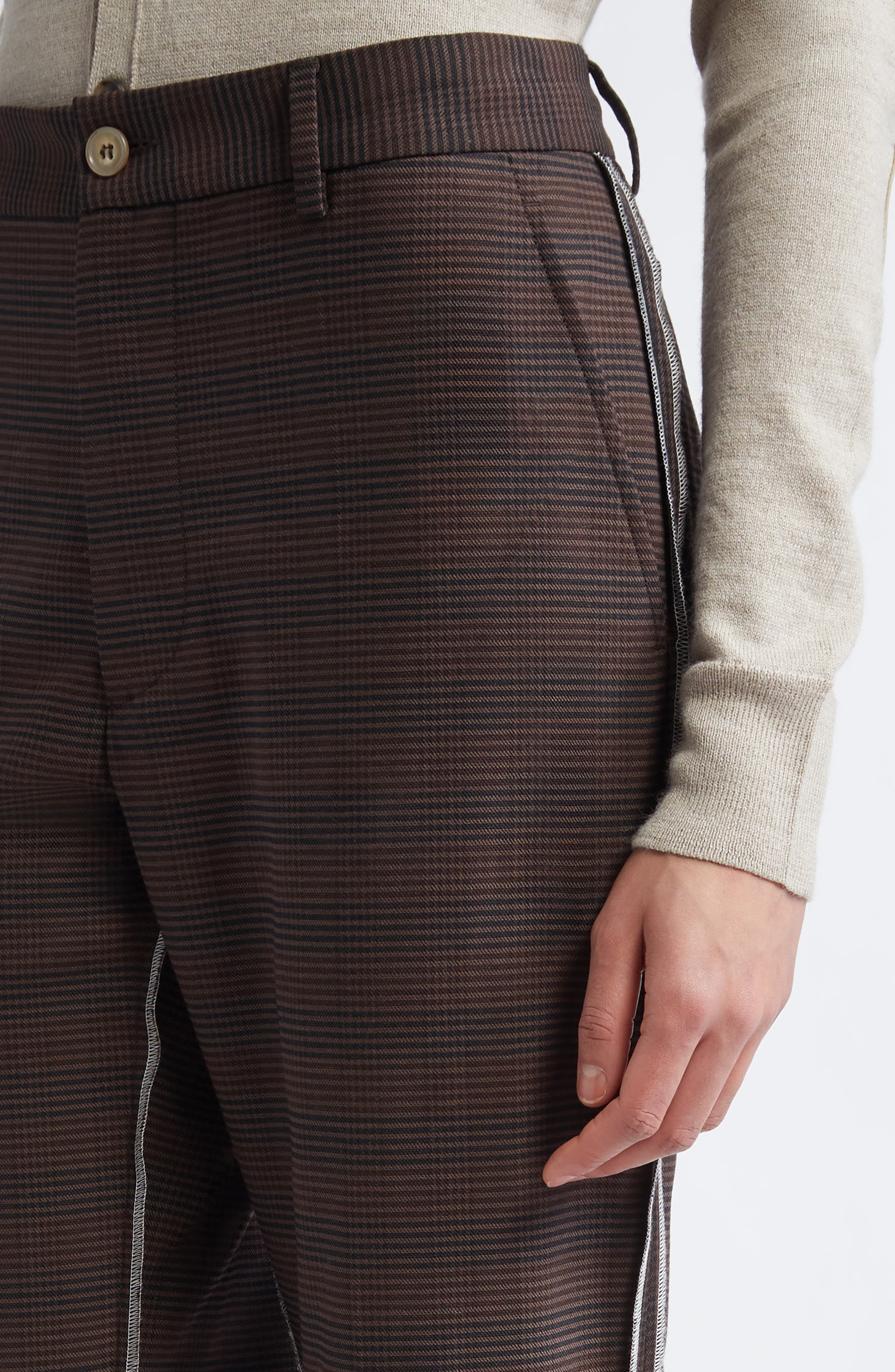 MM6 Maison Margiela Décortiqué Glen Plaid Pants in Brown/Black at Nordstrom - 5