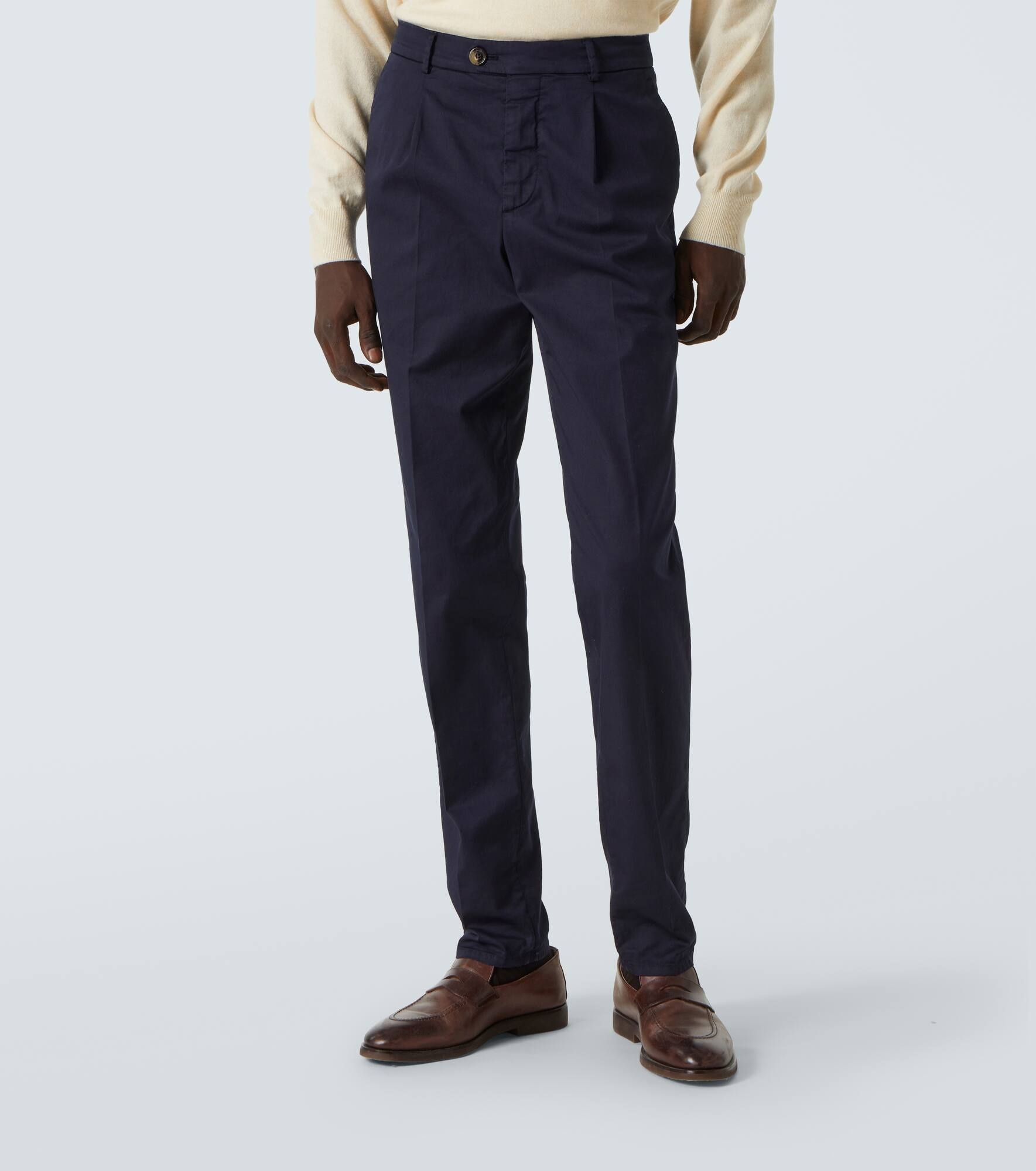 Cotton-blend gabardine slim pants - 3