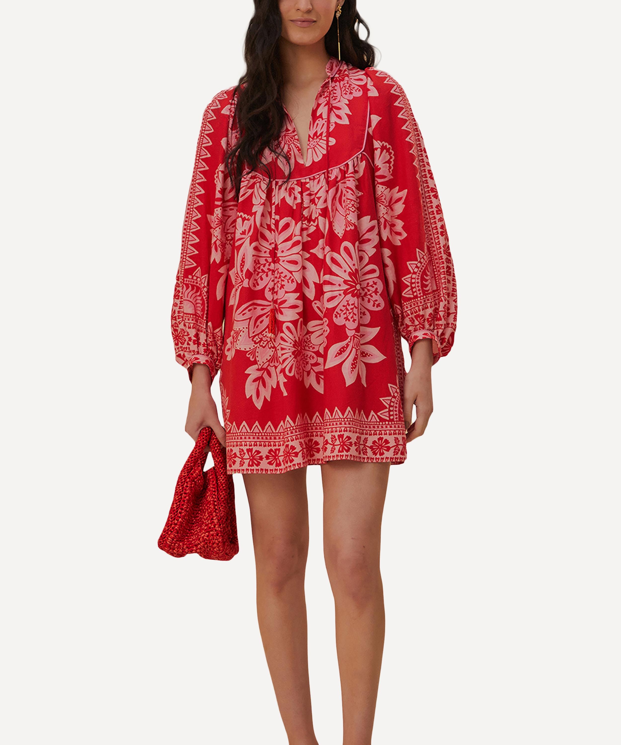 Flora Tapestry Tapestry Red Mini-Dress - 2