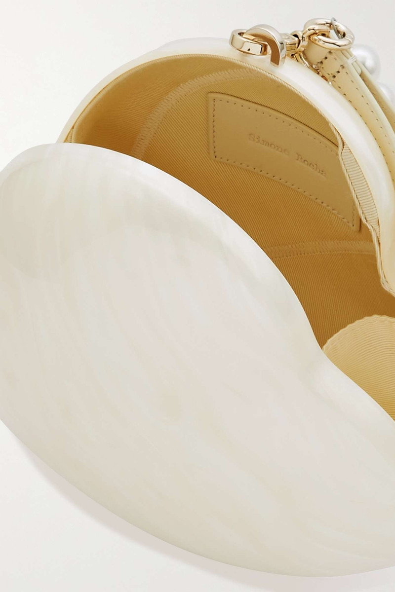 Heart leather-trimmed marbled acrylic clutch 5