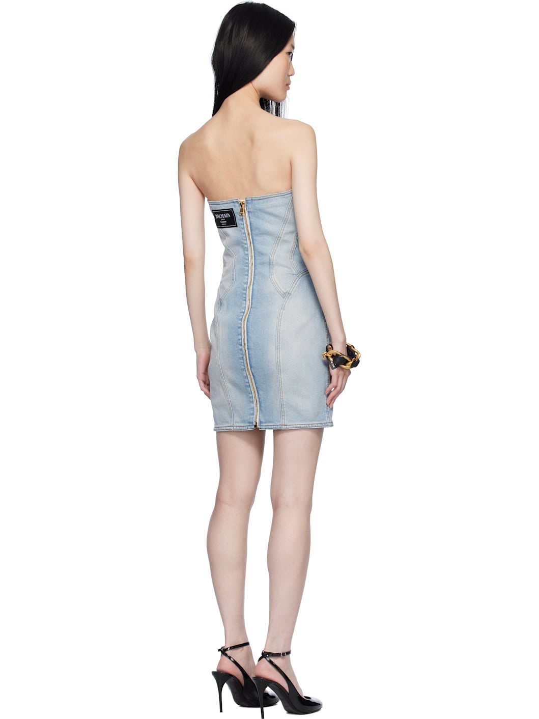 Blue Buttoned Denim Minidress - 3