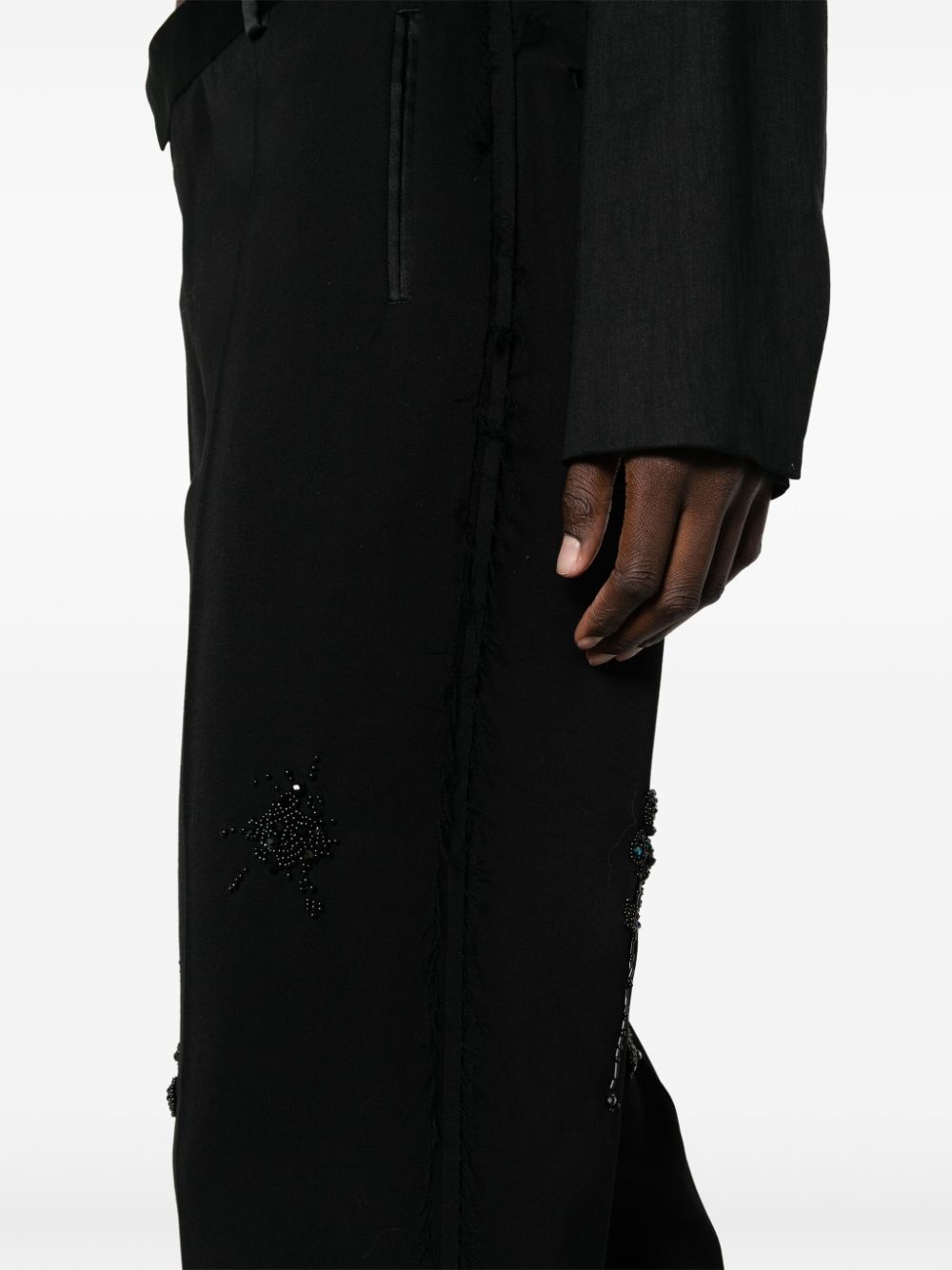 embroidered straight-leg trousers - 5