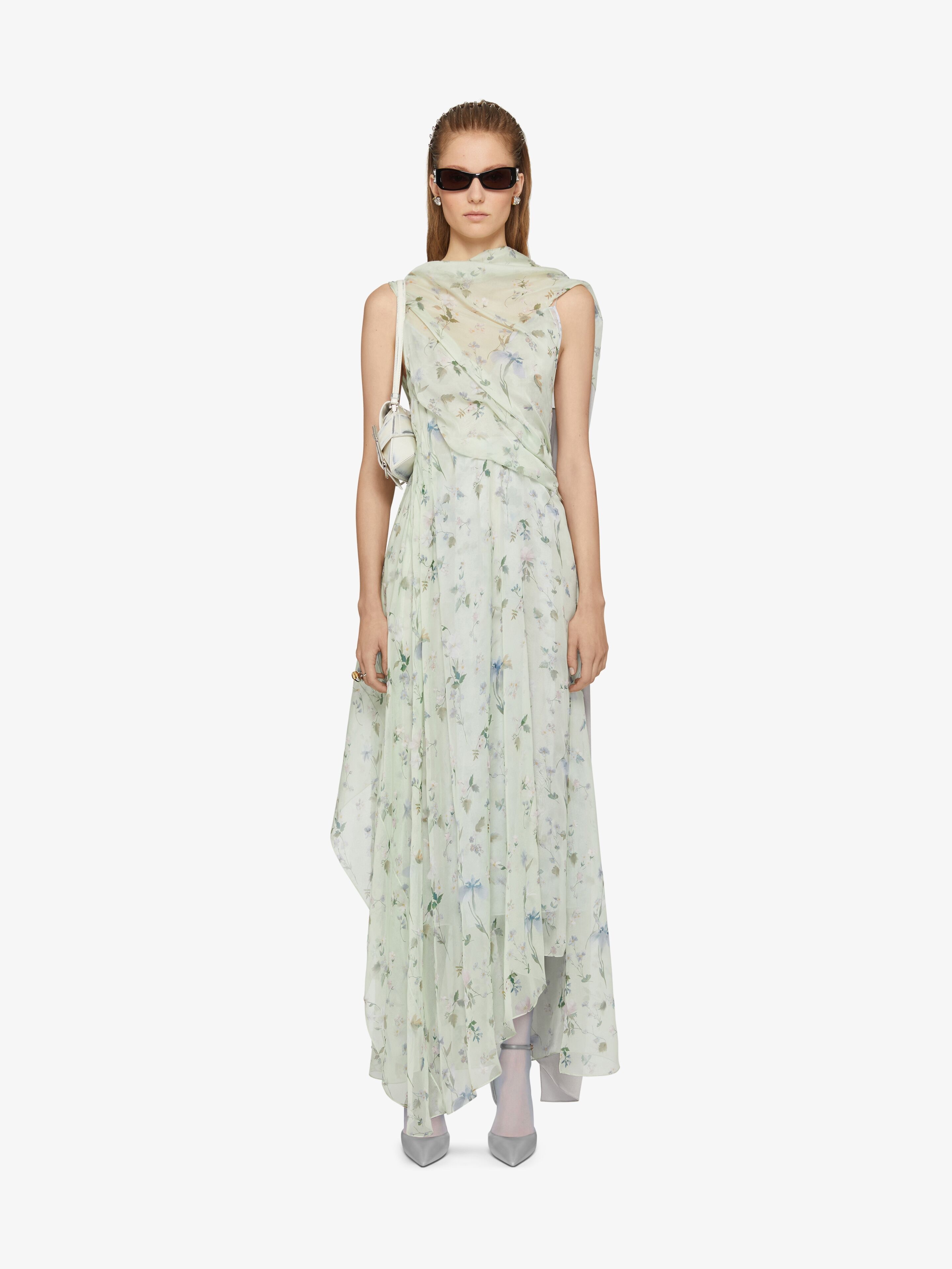 PRINTED DRAPED DRESS IN SILK CHIFFON WITH LAVALLIÈRE - 2