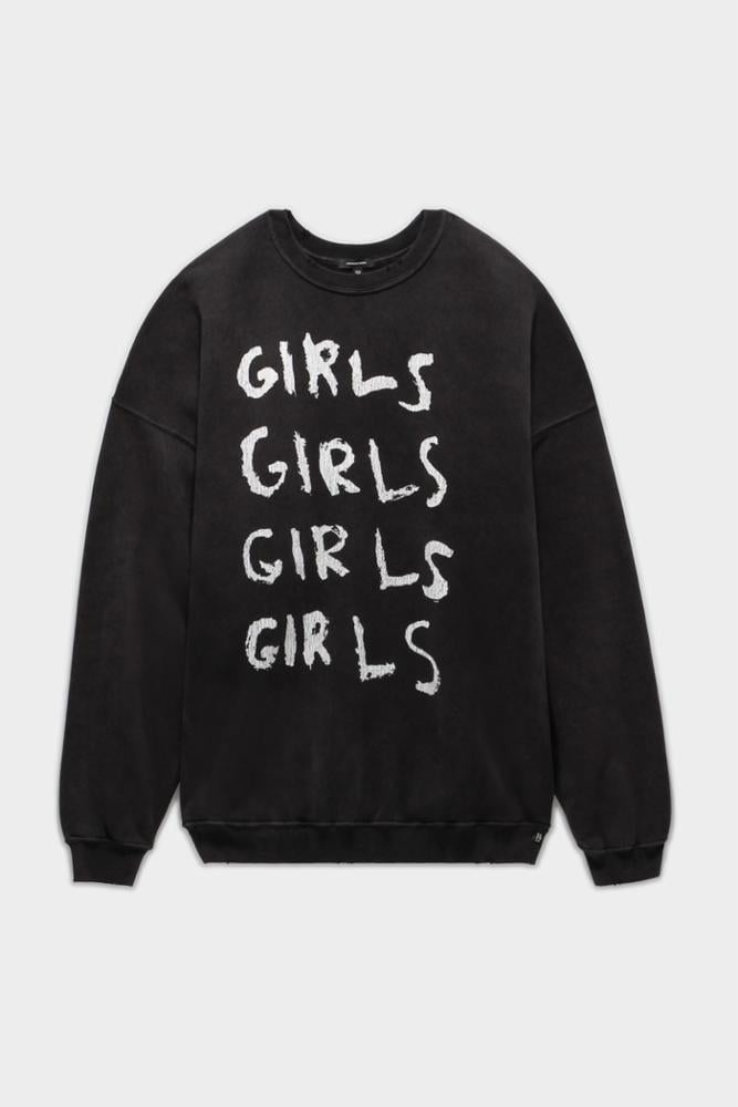 GIRLS GIRLS OVERSIZED CREWNECK - ACID BLACK | R13 - 1