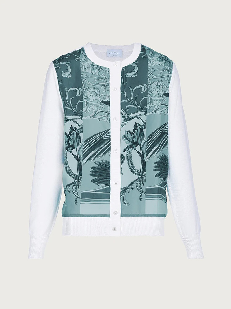 CARDIGAN WITH SILK PANEL INSERTS - 1