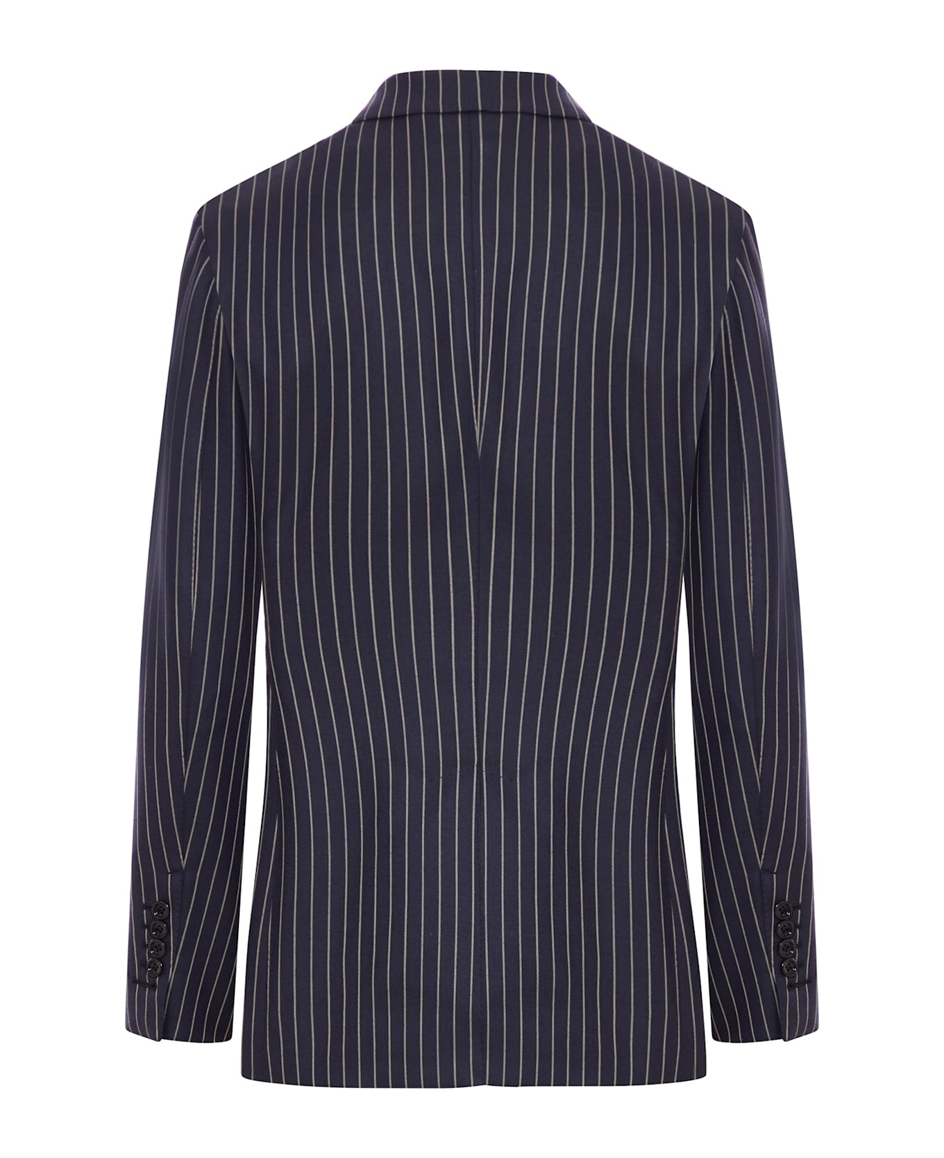 Single Breasted Wool Flannel Jacket With Stripes - 2