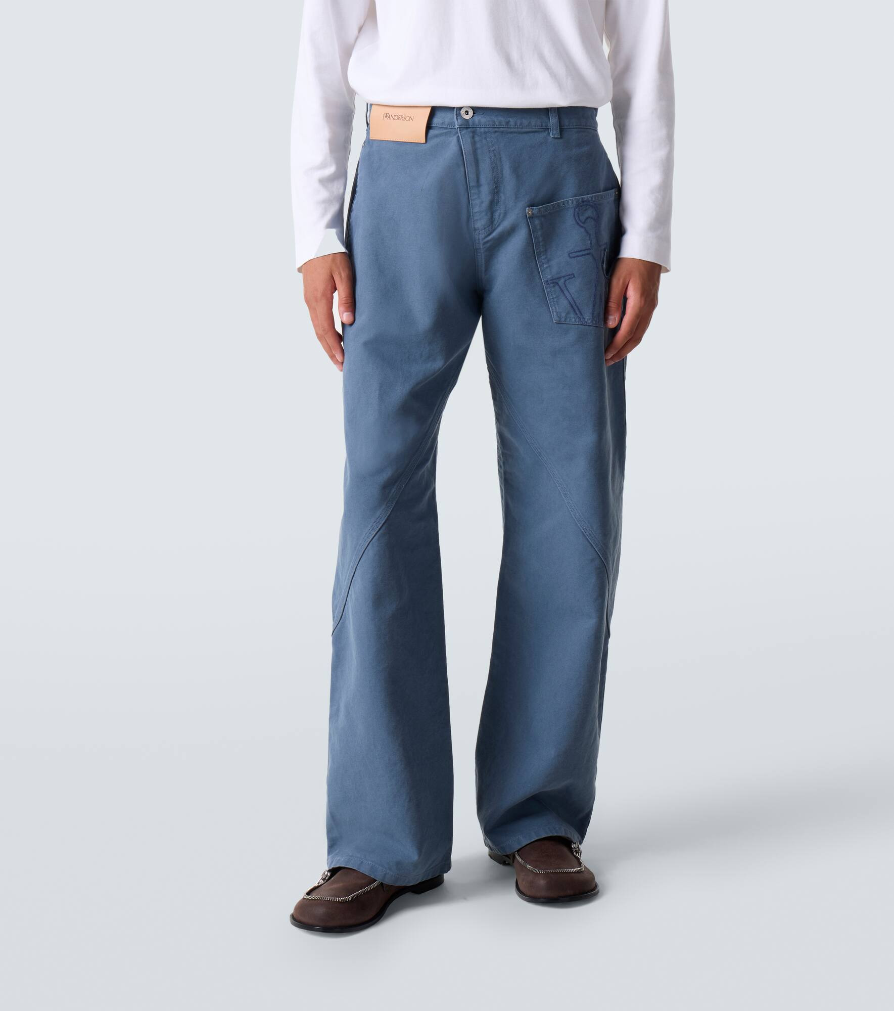 Twisted cotton canvas wide-leg pants - 3