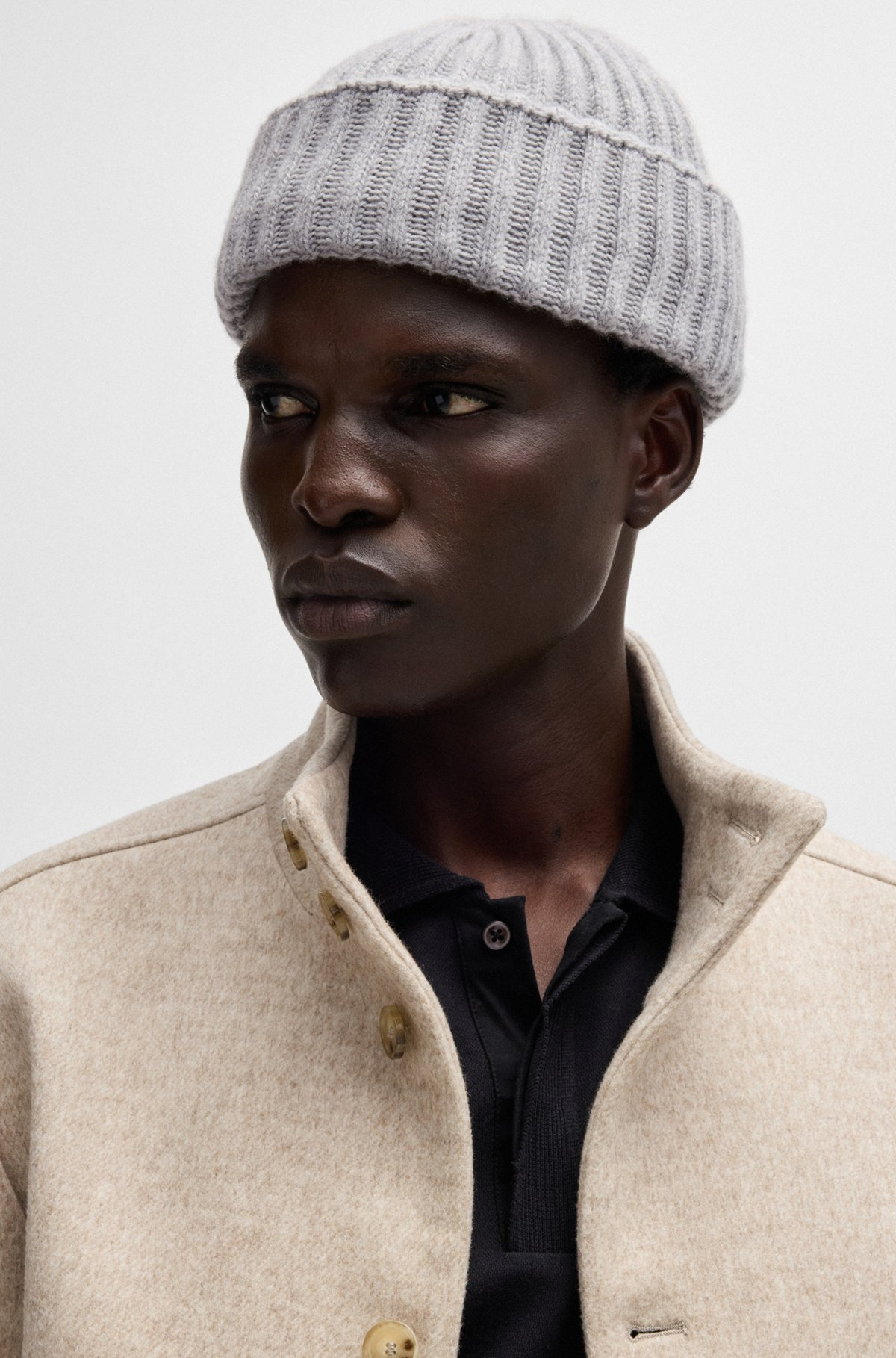 FISHERMAN BEANIE HAT IN VIRGIN WOOL AND CASHMERE - 3