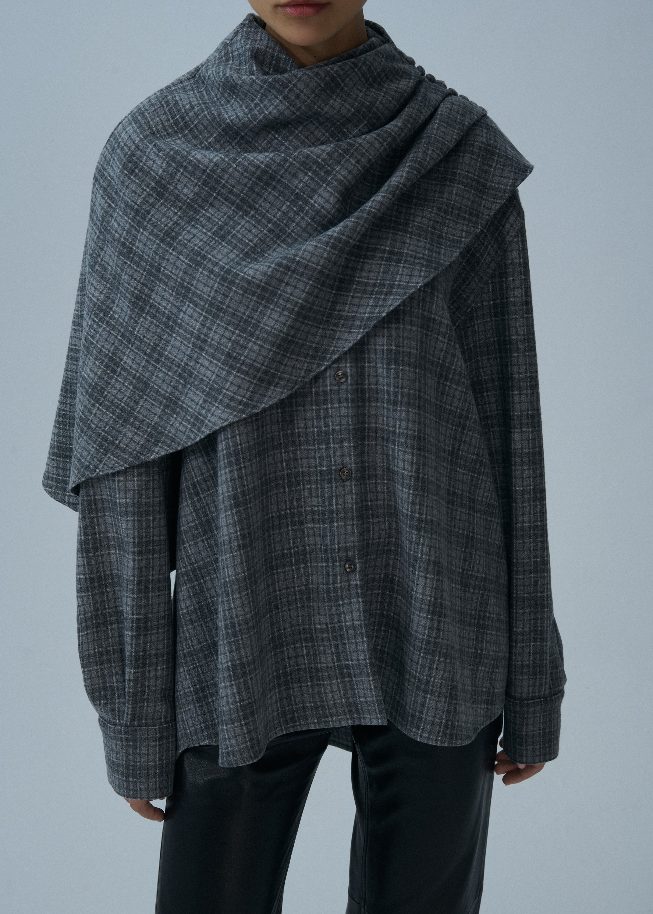 Classic oversized shirt in grey check - 3