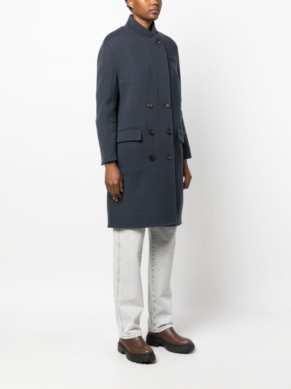 double-breasted button-fastening coat - 3