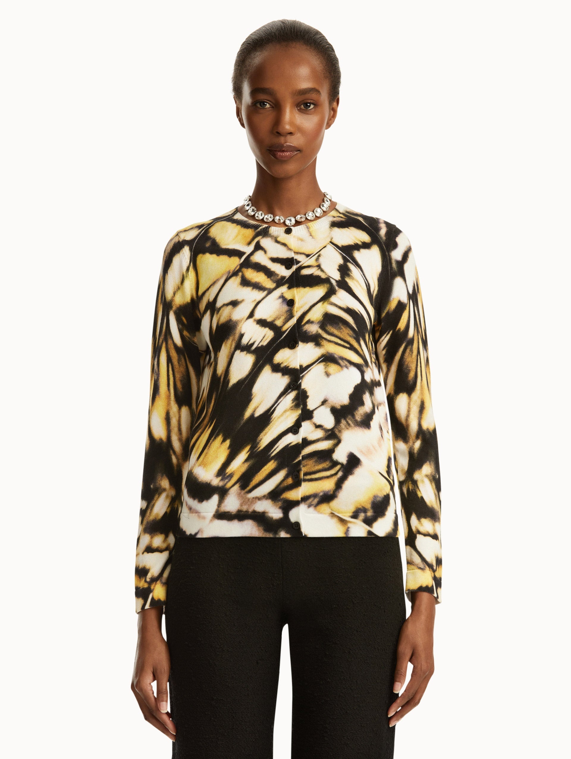 ABSTRACT BUTTERFLY PRINTED CARDIGAN - 2
