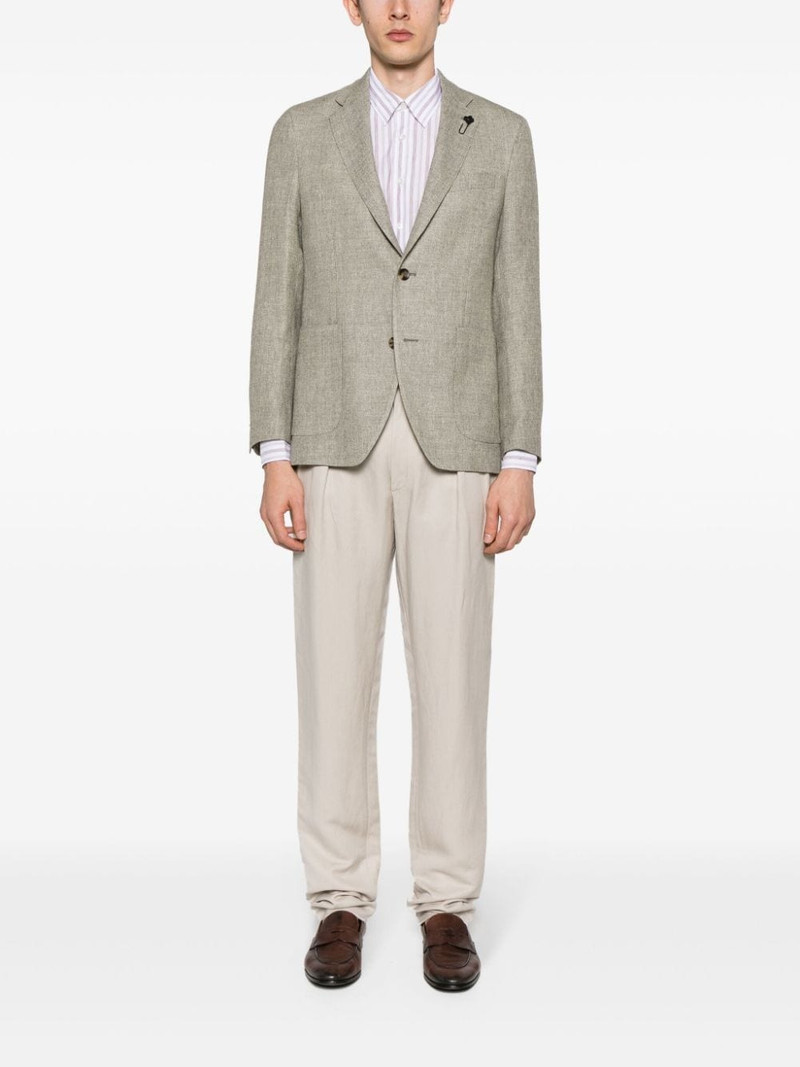 LARDINI halo-stripe classic-collar shirt outlook