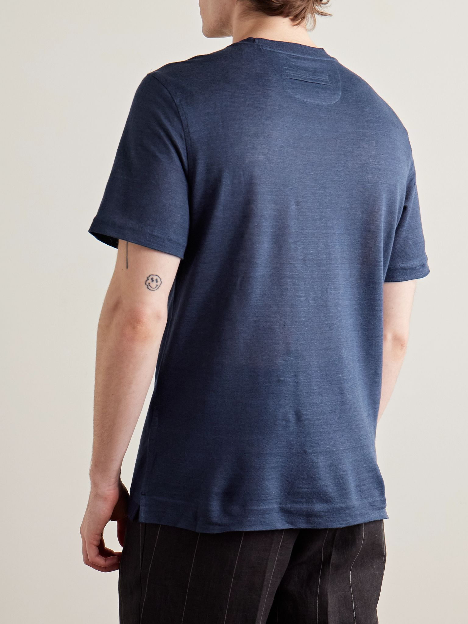 Oasi Linen T-Shirt Navy - 4