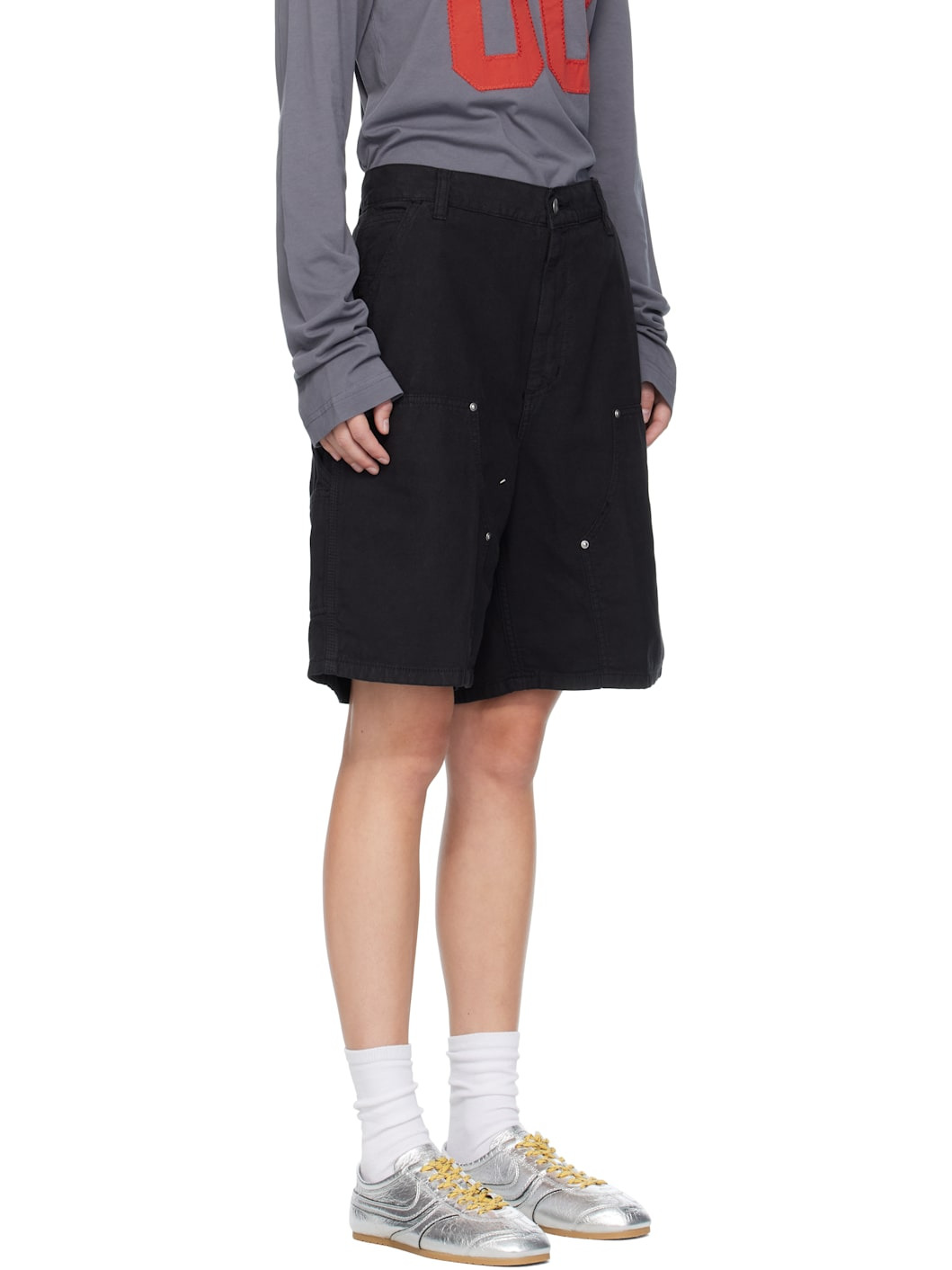 Black Branford Double Knee Shorts - 2