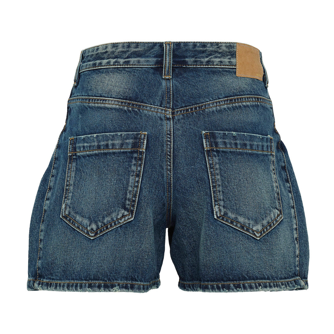 Navy Womens Tuck Detail Shorts - 2