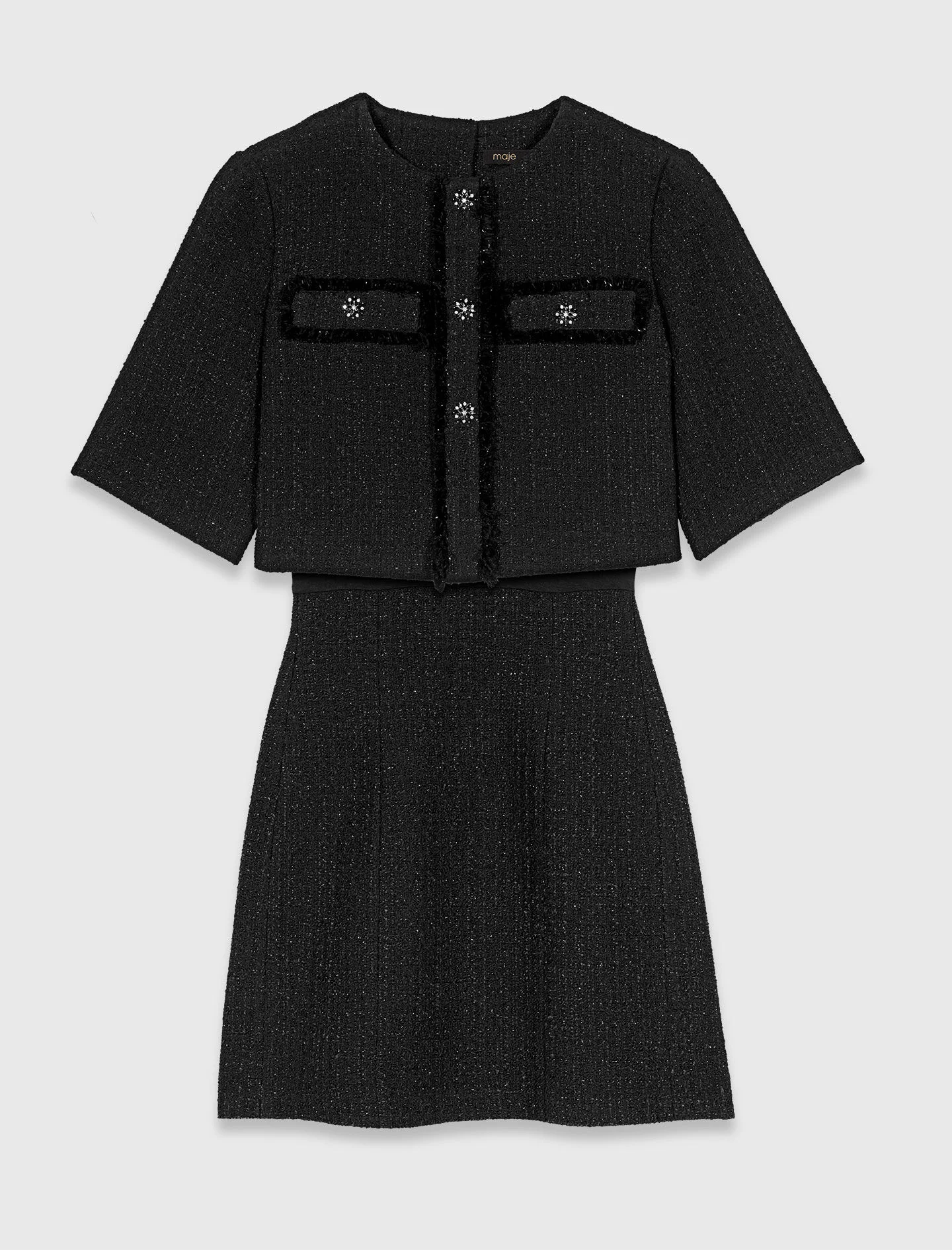 2-in-1 shiny tweed dress - 1