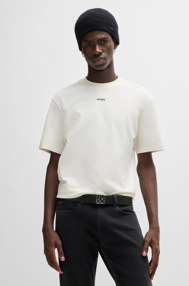 HUGO LEATHER BELT WITH POLISHED-SILVER-HARDWARE LOGO BUCKLE outlook