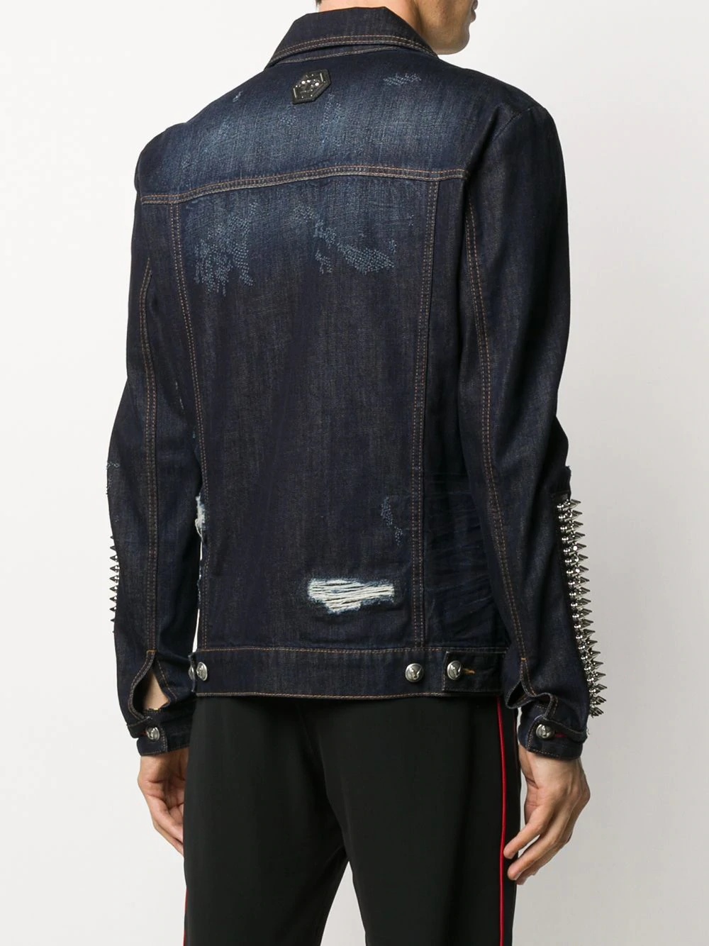 spike sleeve denim jacket - 4