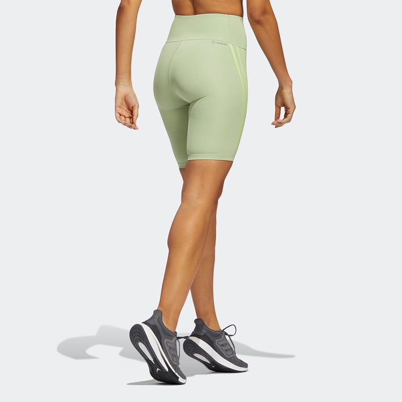 (WMNS) adidas Essentials 3-stripes Waisted Short Leggings 'Green' HD4471 - 3