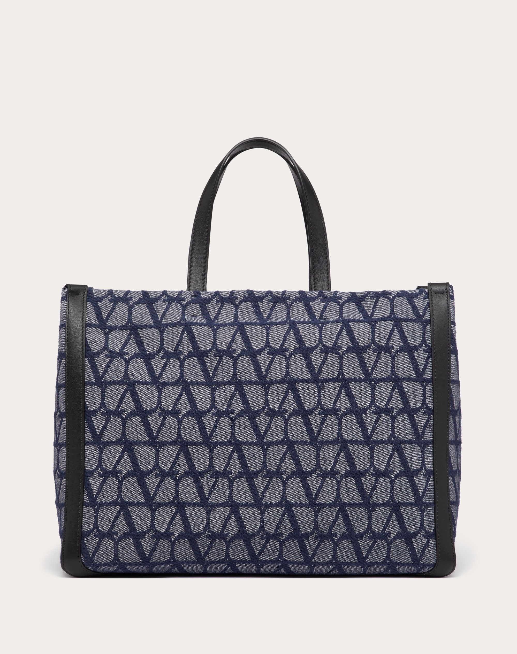 TOILE ICONOGRAPHE MEDIUM SHOPPER IN JACQUARD FABRIC WITH DENIM EFFECT - 4