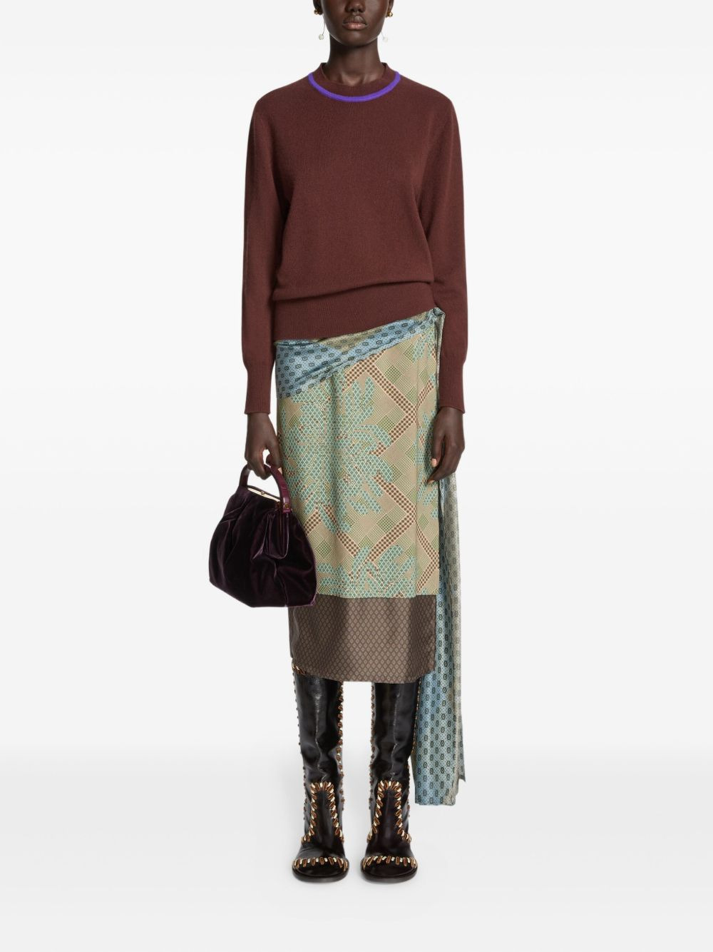 contrast-trim cashmere sweater - 2
