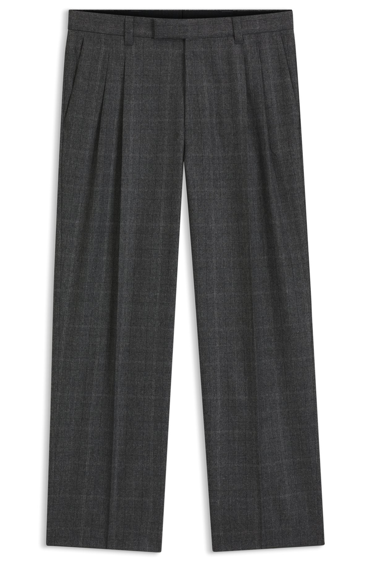 RELAXED-FIT TROUSERS IN CHECKED STRETCH WOOL - 1