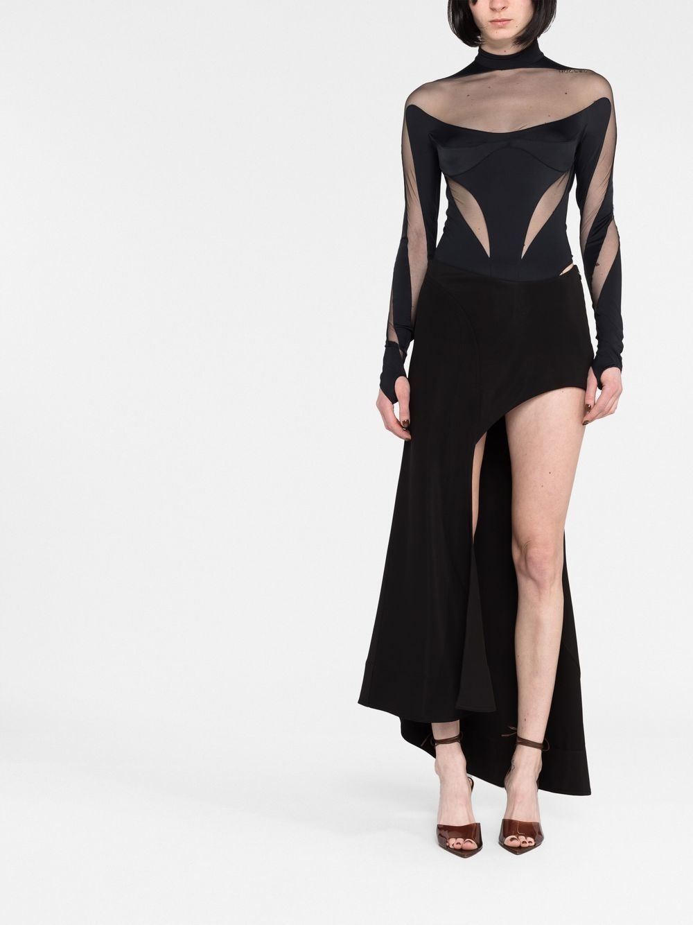 asymmetric draped maxi skirt - 4