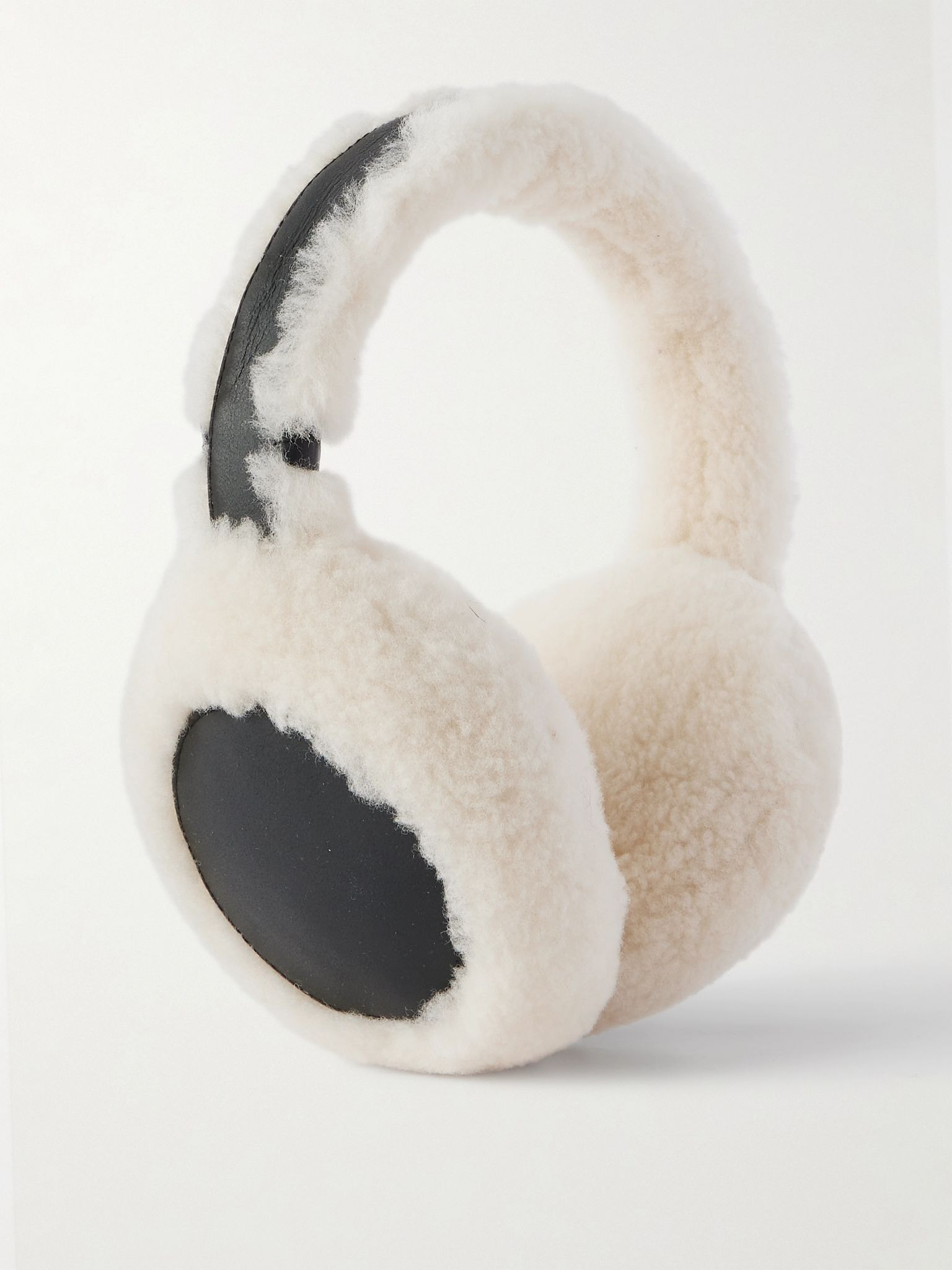 Leather and shearling earmuffs Black - 1