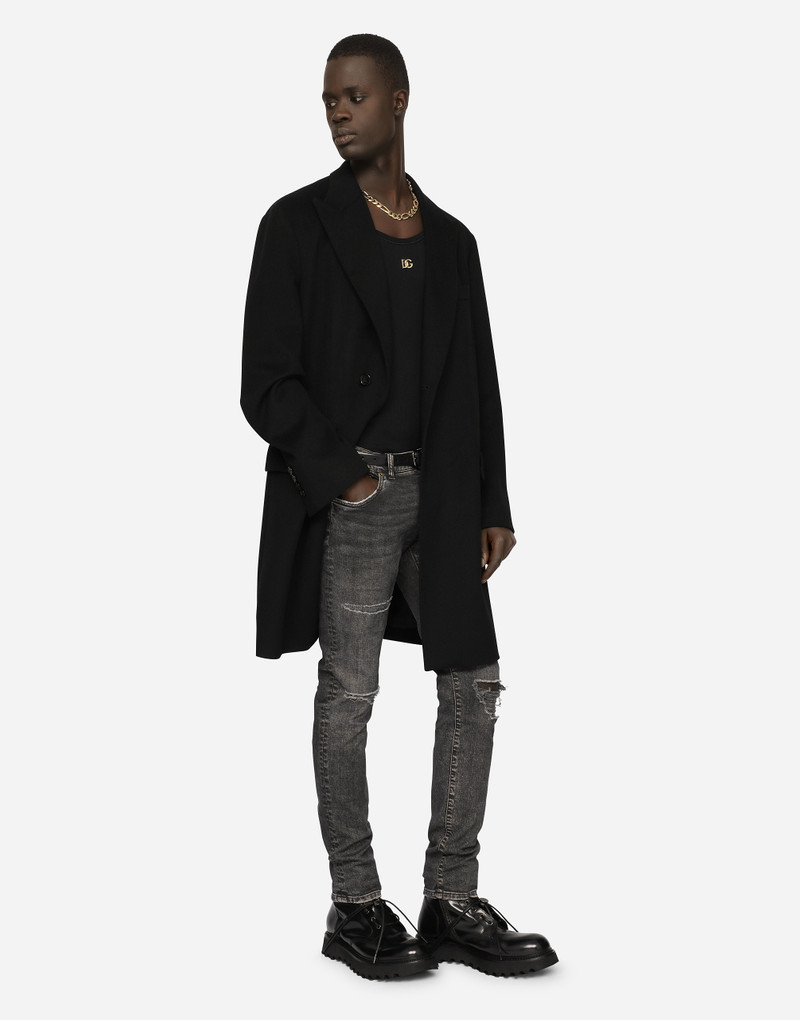 Gray skinny stretch jeans with rips 5