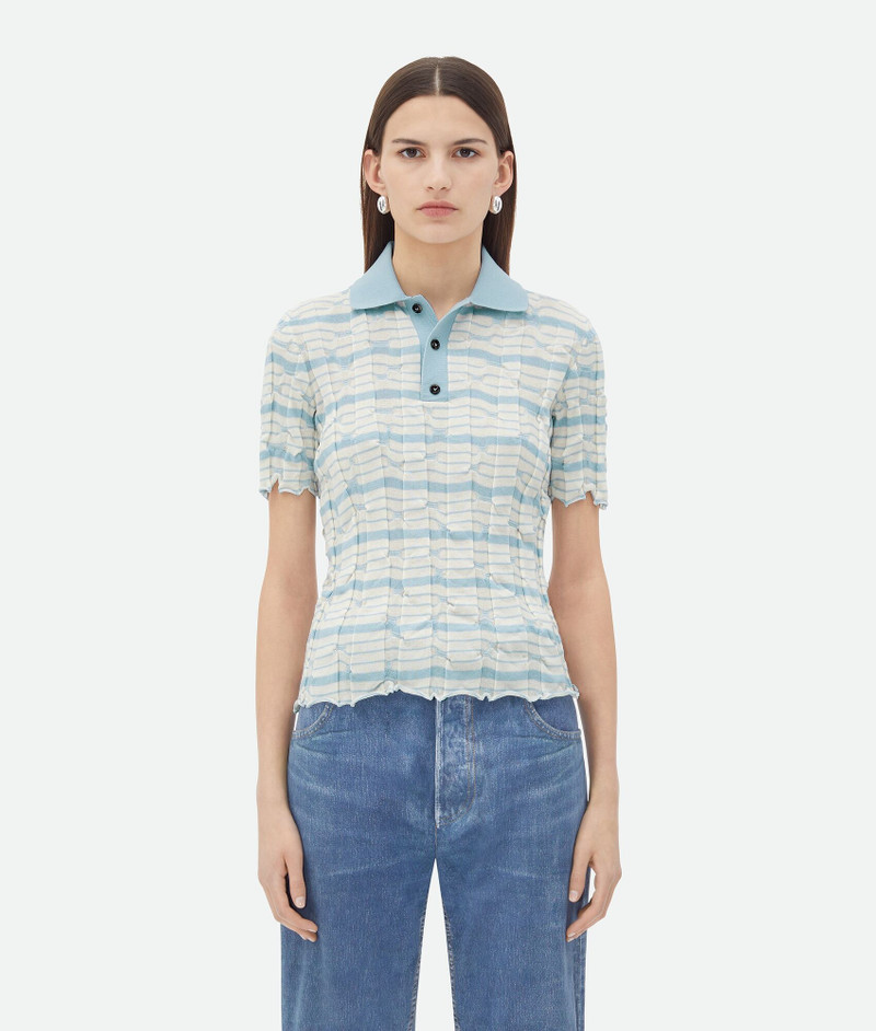 Distorted Stripe Cotton Polo - 1