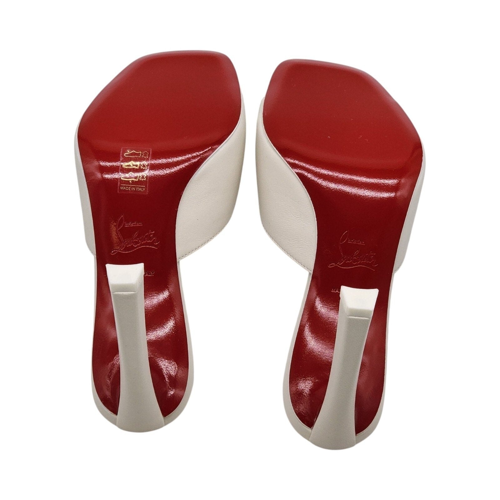 Christian Louboutin Condora 85mm Leather Heeled Sandals Mules White - 7